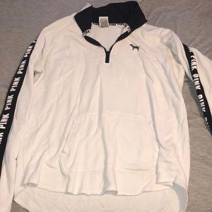 PINK white and black half zip sweatshirt